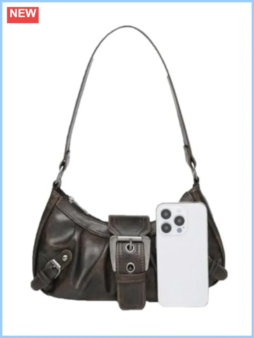 Women's Hobo Shoulder Bag Y2K Mini Vintage Purse Goth Punk Buckle Handbag